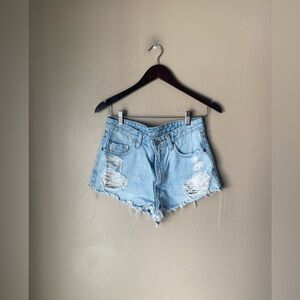 BDG Urban Outfitters High Rise Cutoff Denim Jean Light Wash Shorts
